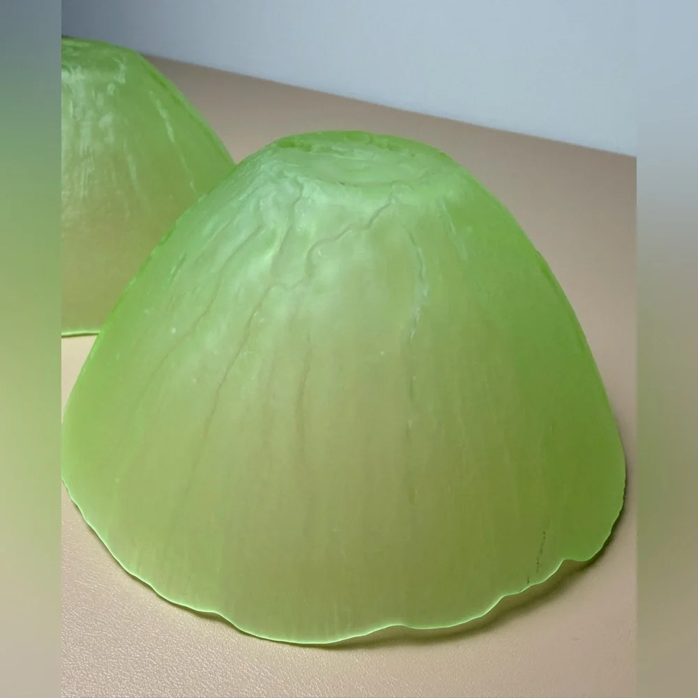 vintage frosted green glass cabbage ware salad bowl 2pcs set - Picture 4 of 8